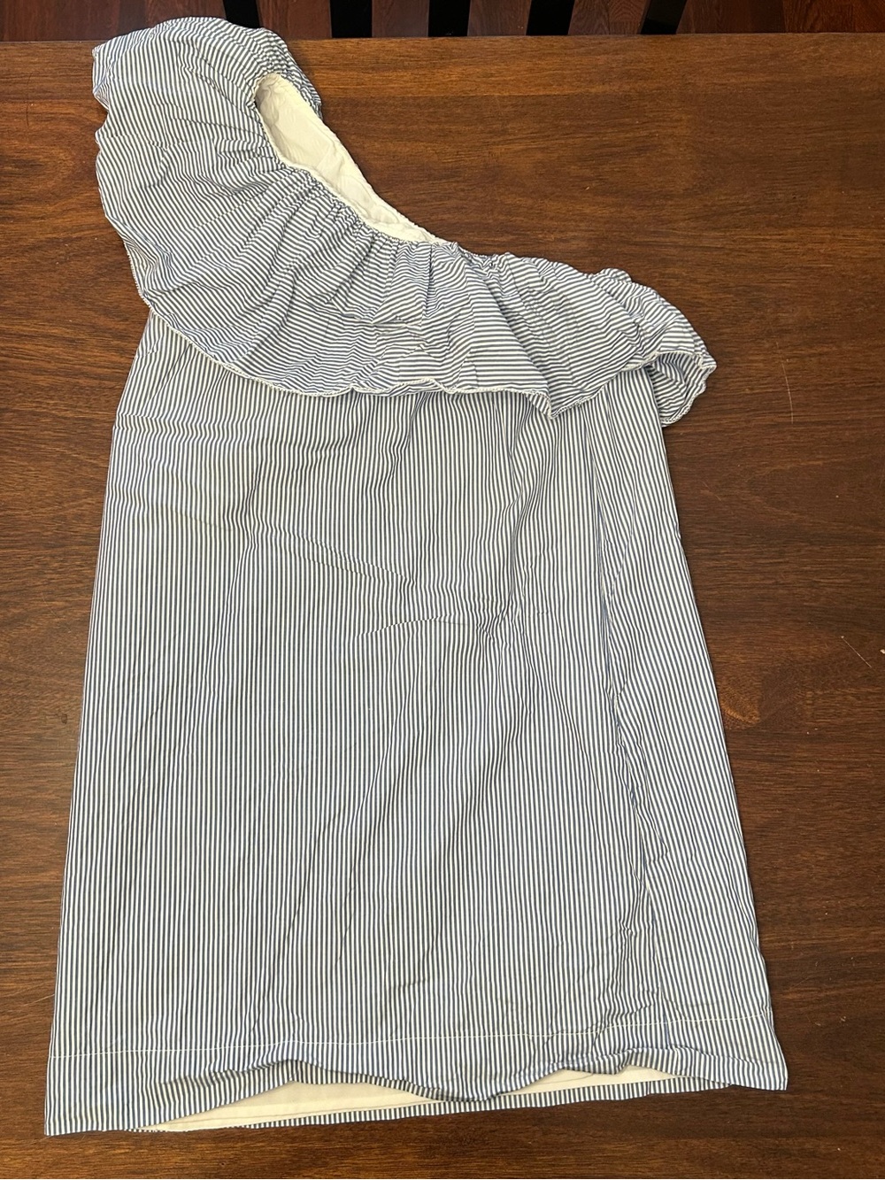 Abercrombie & Fitch White and Blue Off-Shoulder Top